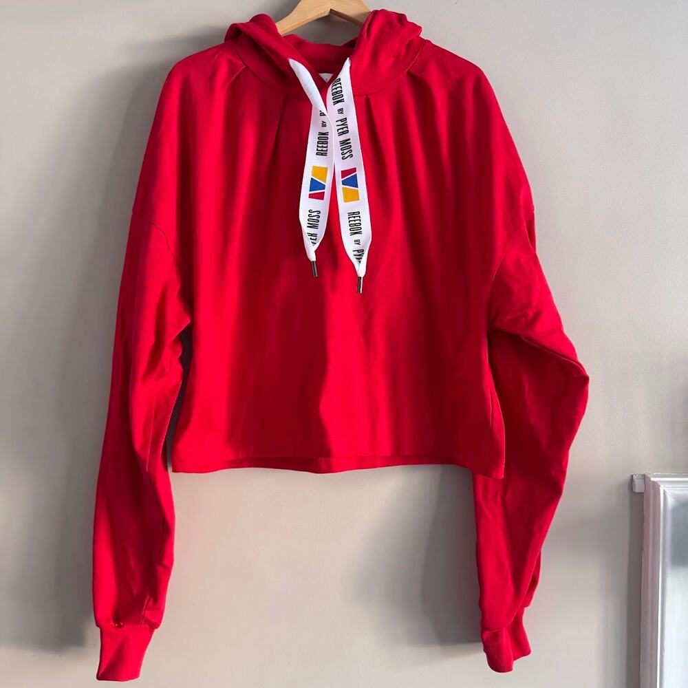 Reebok by Pyer Moss Red Hooded Sweatshirt Size Small Oversized
